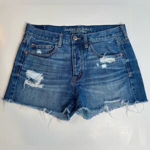 American Eagle Outfitters Y2K Distressed Hi Rise Shortie Jean Shorts Size 4